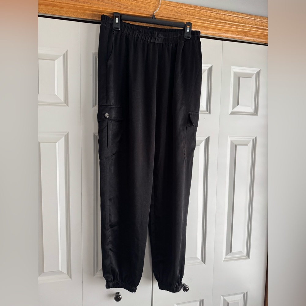 Satin cargo joggers